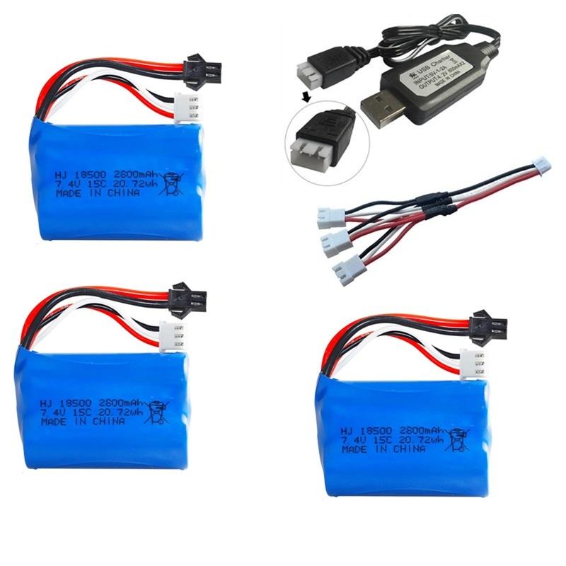 1-3PCS Battery Charging Set 18500 7.4V 2800mAh 15C Suitable For Remote Control Vehicles Off-road Vehicles High-speed Car T SM