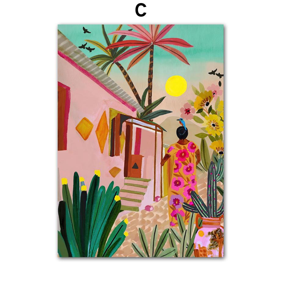 Modern Girl Vase Flower Abstract Illustration Poster Kraft Club Bar Vintage Posters Wall Art Canvas Painting Bedroom Study Decor