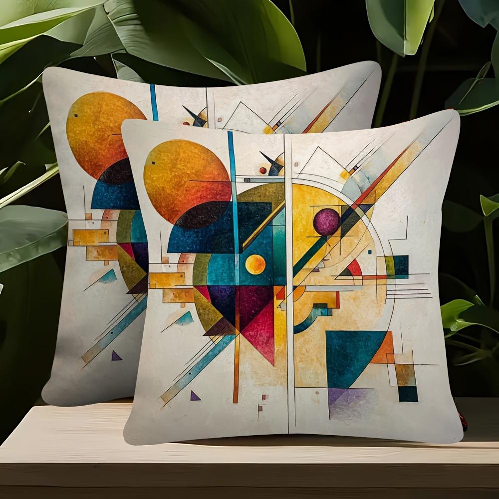 Kandinsky Style Abstract Double-Sided Decorative Pillowcase, Modern Geometric Cushion Cover For Sofa Chair Bed Car Decor