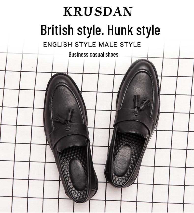 Men's Breathable Leather Brogue Shoes - British Korean Style, Soft Sole, Business Casual, Ideal for Weddings and Groomsmen.