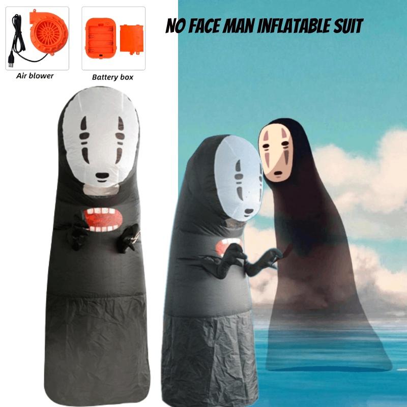 Spirited No Away Face Man Inflatable Costume Halloween Blow Up Fun Suit Cosplay