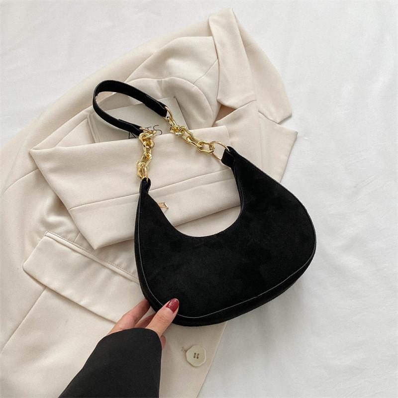 Stylish Mid-sized Crescent Handbag For Women Casual Pu Leather Shoulder Bag чёрный