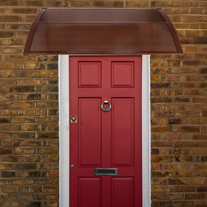 Auvent pour Porte d'Entrée - SPRINGOS - 80x120cm - Aluminium - Polycarbonate - Marron