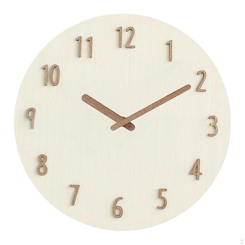 Round Hanging Clock Non Ticking 12inch Silent Movement Wall Watch for Anniversary Dorm Kitchen