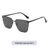 Trendy European & American Large Frame Street Style Polarized Metal Sunglasses for Outdoor Casual Wear