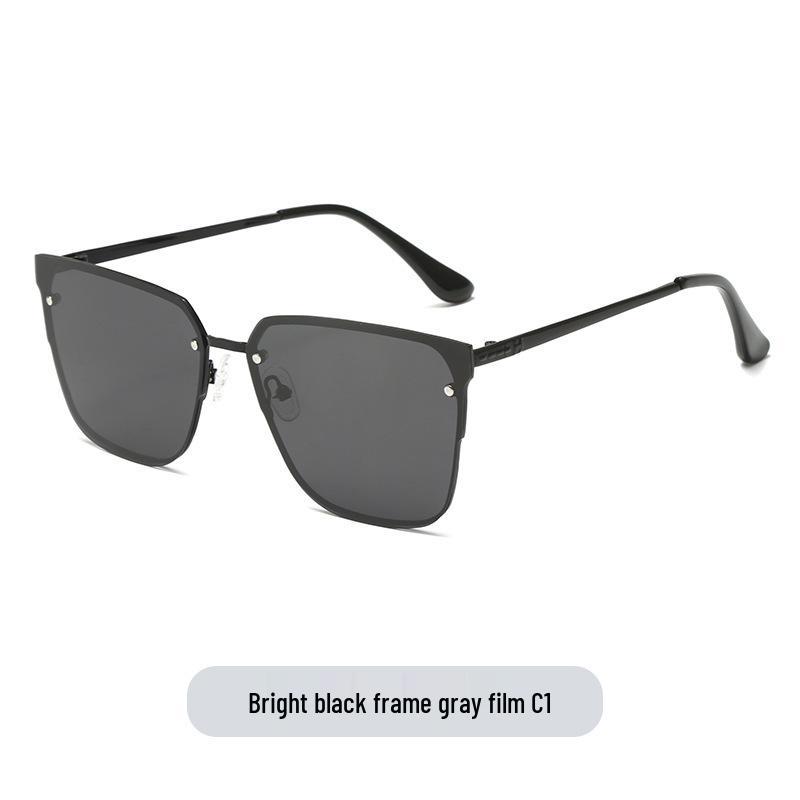 Trendy European & American Large Frame Street Style Polarized Metal Sunglasses for Outdoor Casual Wear
