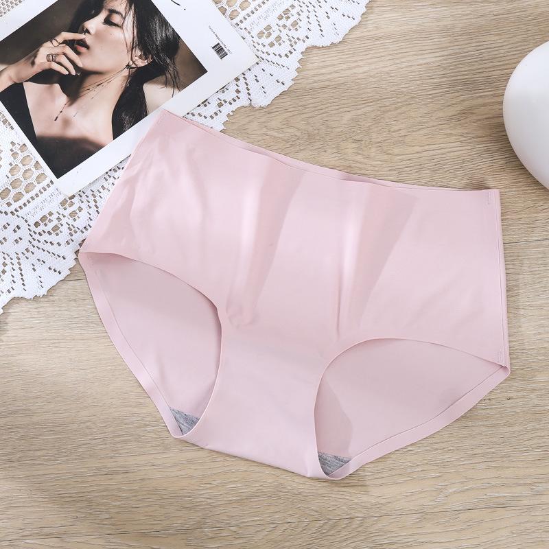 

Женские бесшовные трусики из ледяного шелка со средней посадкой, дышащие - Сексуальный цельный треугольный дизайн Extra Large