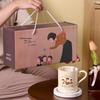 Bai Zi En Creative Ceramic Mug Gift Set with Lid and Coaster