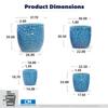 Handmade Ceramic Plant Pot Set of 4 (diameter 38/30/22.5/18 Cm), Glossy Blue with Round Hammered Relief, Frost-Resistant, with Drainage Holes