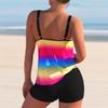 Women's Swimwear Sexy Swimwear Rainbow Color Tank Top High Waist Shorts Bikini Two-piece Beachwear Push-up Swimsuit