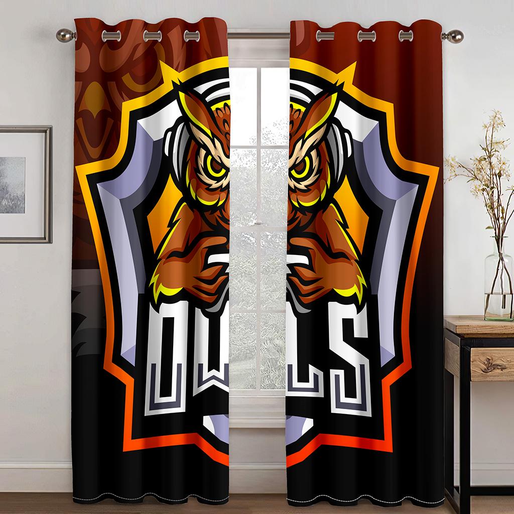 3D Ebony & Ivory Dreamcatcher Owl Drapes Colorful Owl Texture Drapes 2 Panels Livingroom Space Bedchamber Kids Space Windowpane Decoration