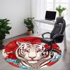 1 Stück Tiger-Blumenmuster Stuhlteppich für das Büro, Runder rutschfester langlebiger großer Büroteppich, Geeignet für das Büro, Schöne Dekoration