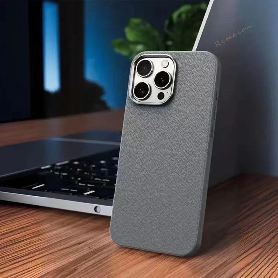 Official Leather Texture 16 Case for iPhone 16 14 11 13 12 15 Pro Max X XR XS Max 16 plus Soft Liquid Silicone Shockproof Cover