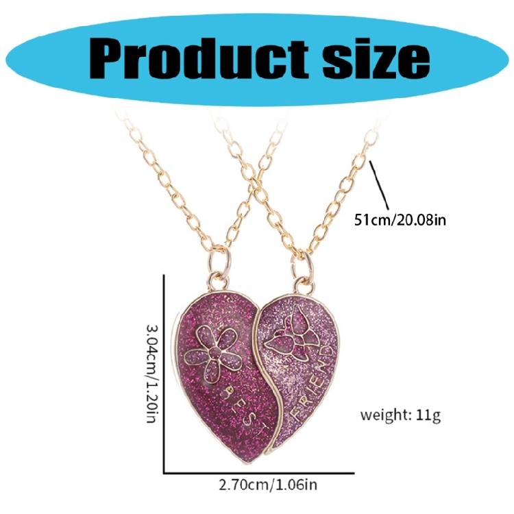 Friendship Pendant Necklace Set Magnetic Clasp Neck Chain Pair Women's Best Friend Necklaces with Heart Pendant