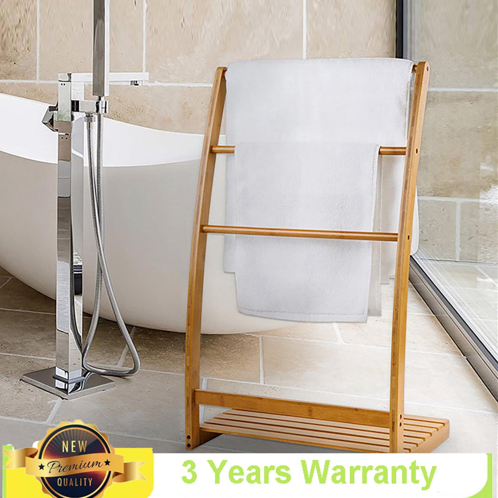

Bymaocar 3-layer Floor Standing Bamboo Towel Holder, Grille Design Display Rack, Storage Organizer for Hotels, Bedrooms & RVs коричневый