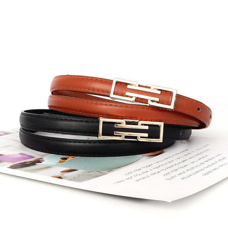 Geometric Symmetrical Metal Buckle Decoration Women Slim Waist Belt Daily
