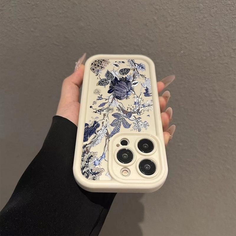 Anti-Fall Phone Case Blue Flower For Samsung Galaxy S26 S25 Ultra S24 FE S23 S22 S21 Plus A17 A37 A57 A56 A55 A54 Silicone Cover