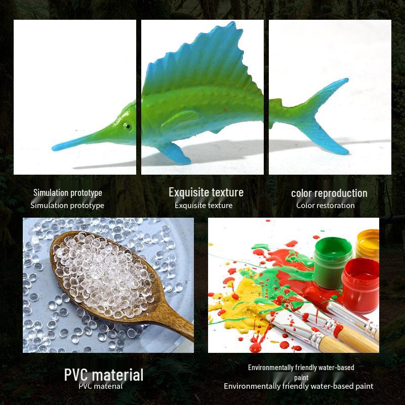 Underwater World Toy Set: Shark, Starfish, Penguin - Children's Marine Animal Models for Learning