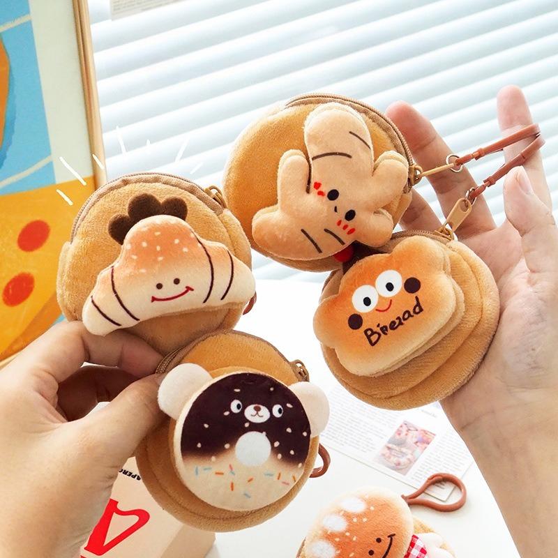 Soft Plush Toy Figurine Money Wallet for Students - Portable Coin Storage Bag with Cartoonish and Cute Design - Zipper Headphone Bag