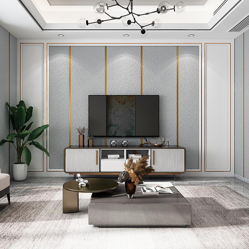 Neue moderne minimalistische und luxuriöse Vliestapete Schlafzimmer Wohnzimmer einfarbig gestreift TV-Hintergrundwand verdickte Tapete