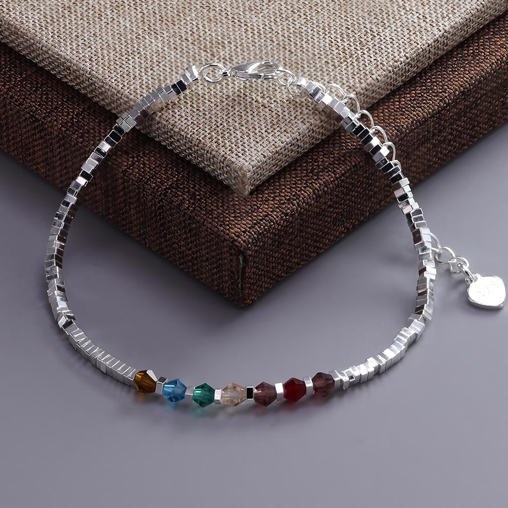 925 Silver Multicolour Bead Bracelet For Women Three Layers Geometry Drip Glaze Versatile Jewelry Dropship