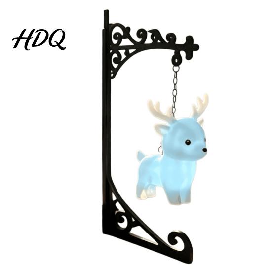 Portable Animal Pendant Metal Magic Owl Hanging Bookend Lamp Resin LED Night Light Durable Lightweight Light Deer Bird Decor for Bookshelf