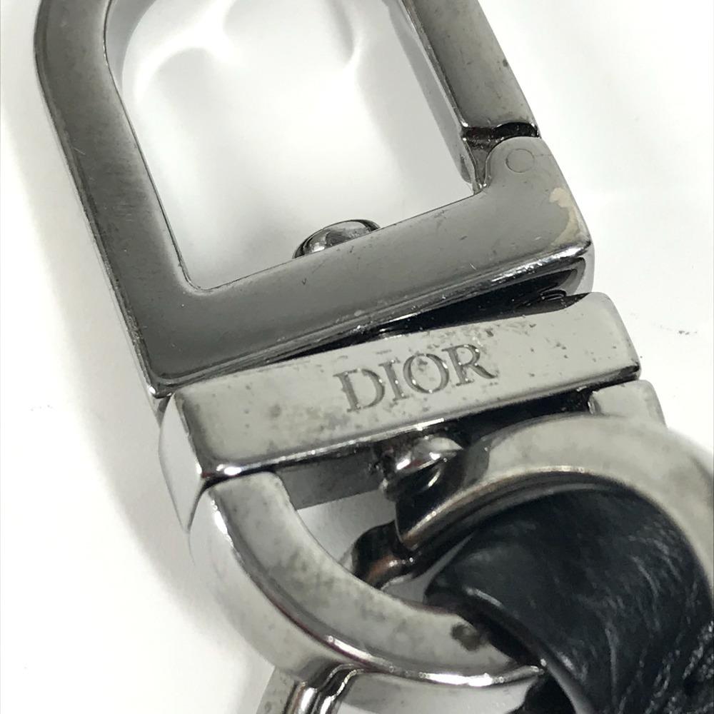 Dior CD Logo Bag Charm Key Ring Key Holder Leather Black/Silver