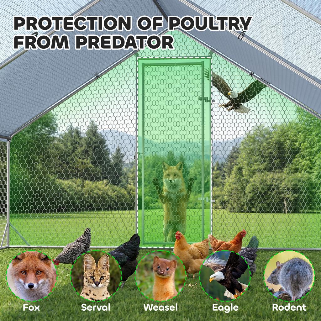 Chicken Coop, Free-Range Enclosure, Poultry House with Shade Roof, Free-Range Pen for 4-6 Chickens, Ducks, Rabbits, 3 X 2 X 2 M