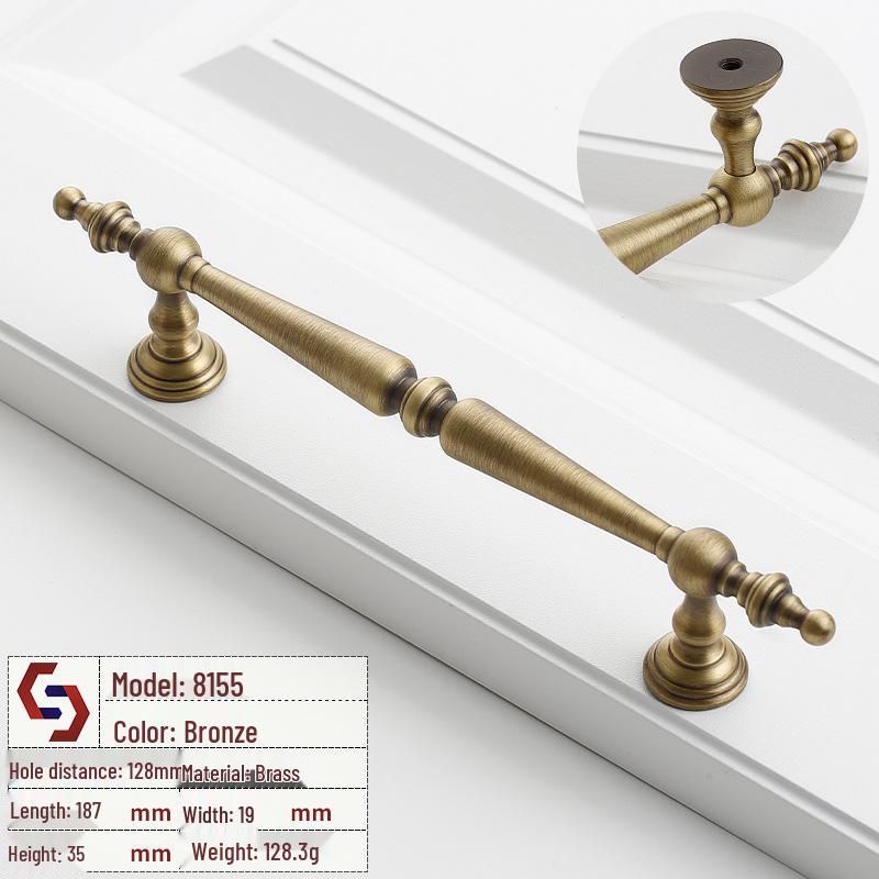 Vintage Brass Handle for Wardrobes, Cabinets, Drawers, and French Doors - Single Hole Light Luxury Style Furniture Hardware
