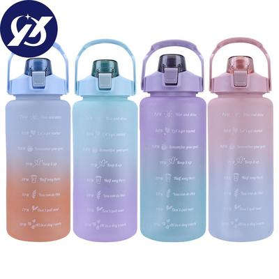 Water Bottle Time Marker 2L Extra Large Motivational Sport Bottle With Straw