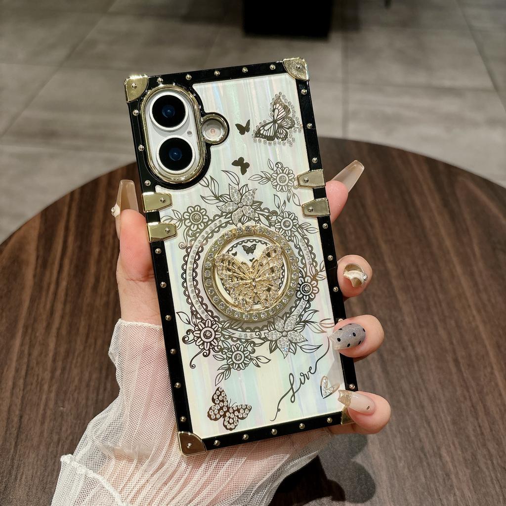 For iPhone 17 Cases Rhinestone Decor Butterfly Pattern TPU + PC Phone Cover
