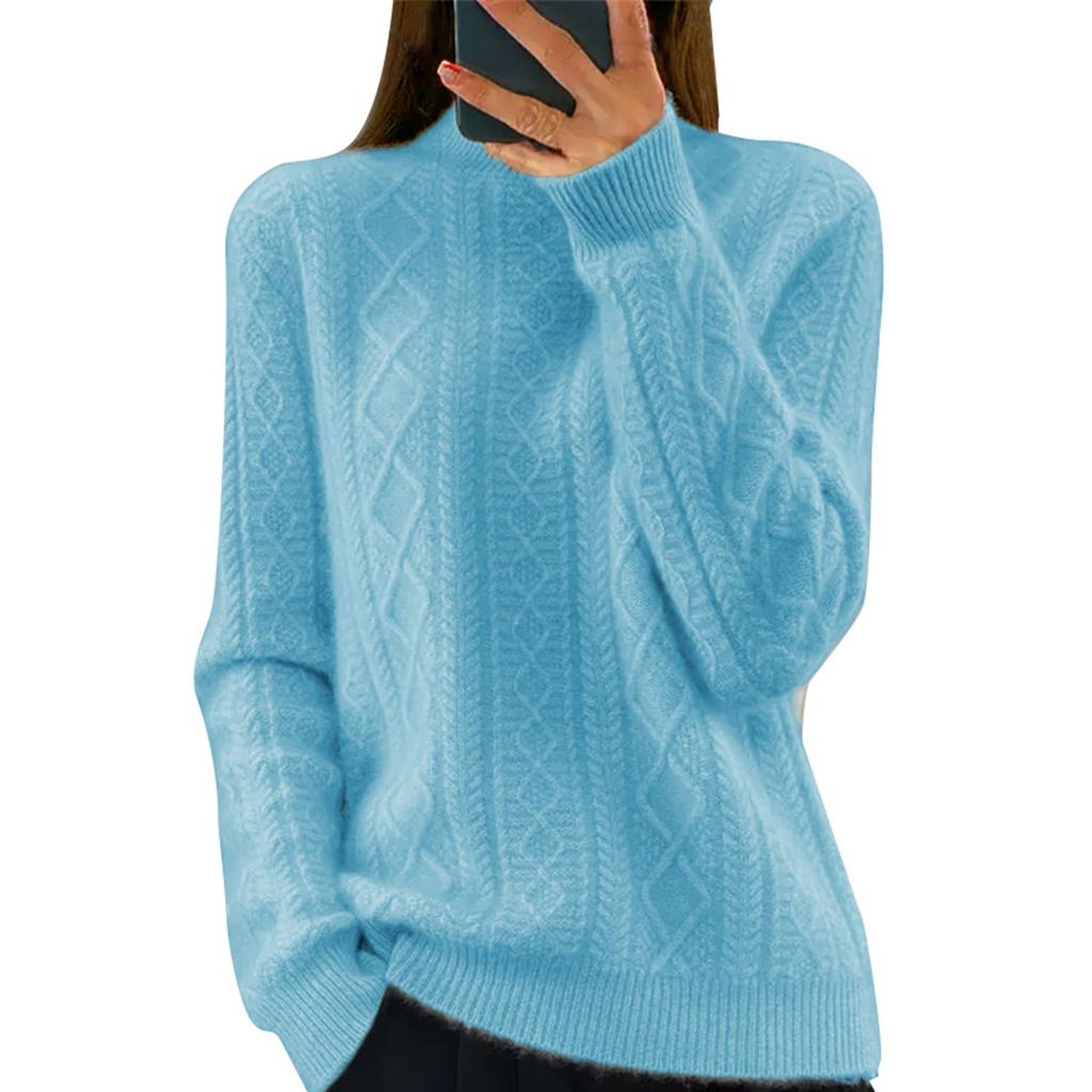 Damenmode Halbhochhals Einfarbig Strickpullover Top Pullover Lässiger Pullover