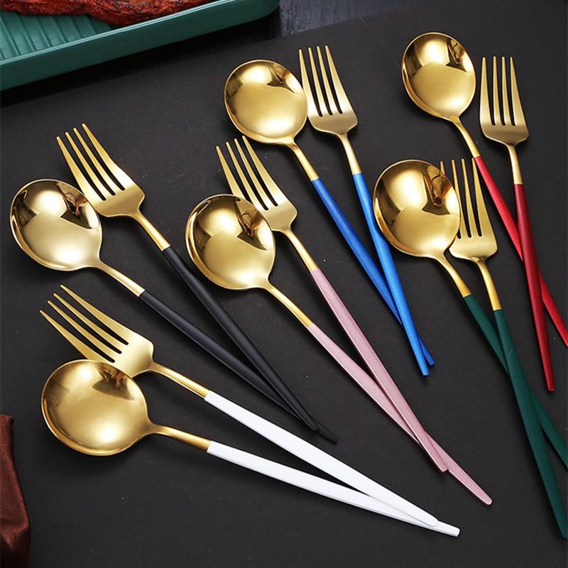 Children Portable Tableware Picnic Cutlery Set Korean Dinnerware Coffee Spoon Chopsticks With Box Stainless Steel Kitchen Utensi
