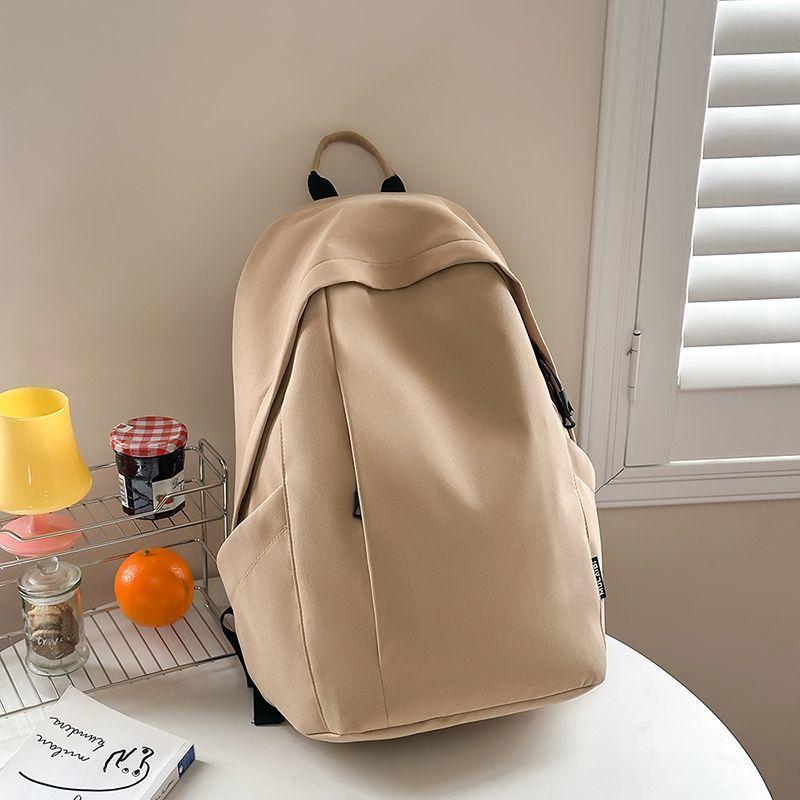 Casual large-capacity new backpack versatile solid color high school bag college student junior high school student travel simple backpack