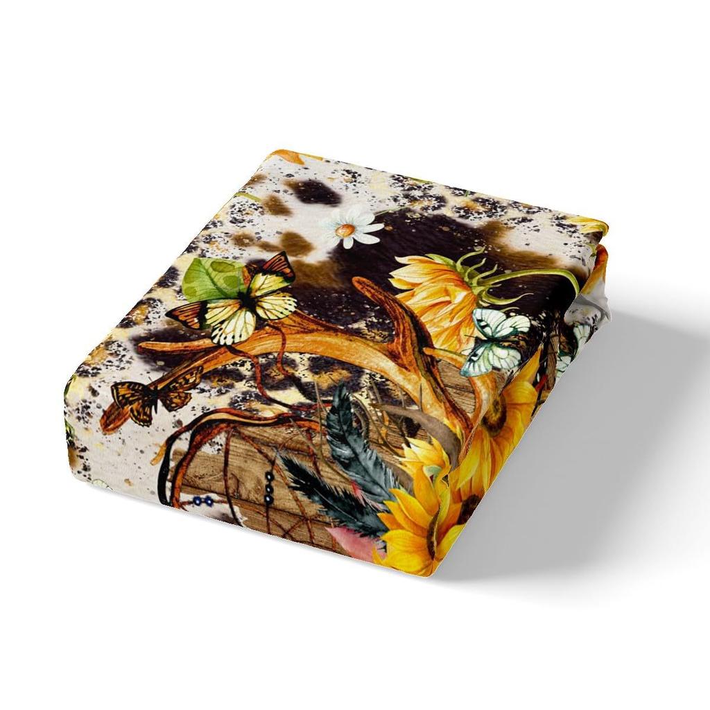 Flower Deer Head Three-Piece Quilt Cover 3D Digital Printing Bedding Set Bed Cover