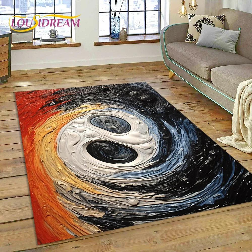 Alfombra Alfombrilla Decorativa 3D Yin Yang Naturaleza China Tai Chi Bagua para Decoración de Sala de Estar Dormitorio, Antideslizante para Sofá Felpudo Regalo
