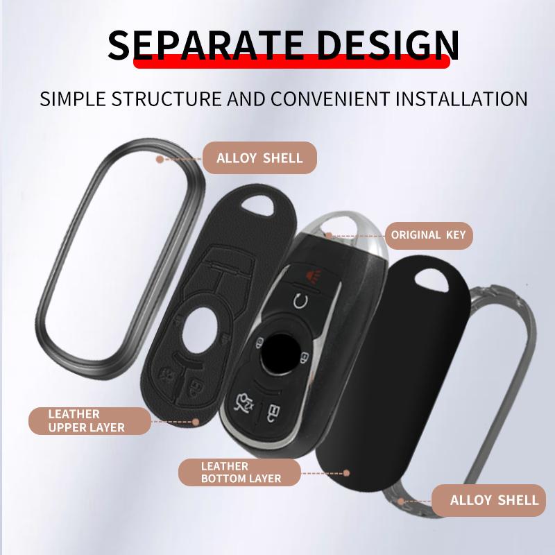 Metal Leather Car Key Case Cover For Buick Encore Envision Excelle Lacrosse Regal Verano Gx Gl6 Protected Shell Fob Accessories