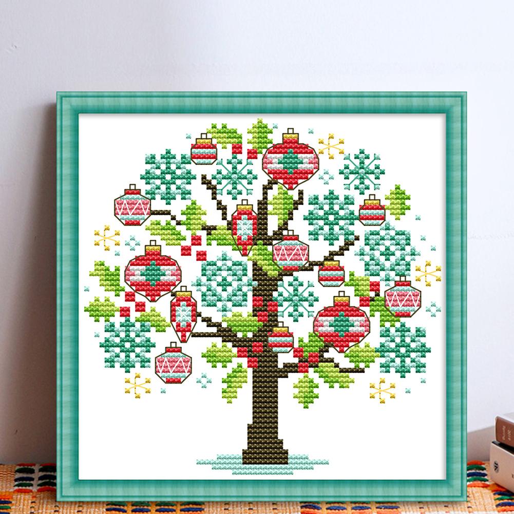 Partial Embroidery Eco-cotton Thread 14CT Printed Tree Cross Stitch Kit