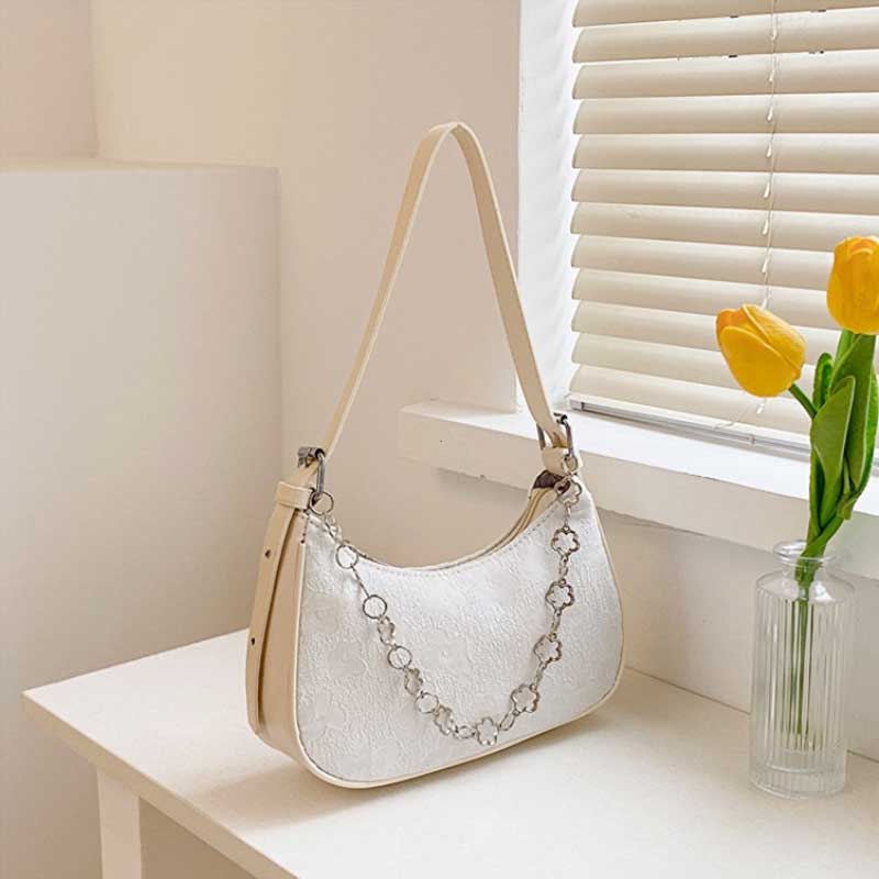 Schultertasche mit Blumenmuster, modische Kettendekoration, Handtasche, Umhängetasche, Geldbörse für Frauen, Damenhandtaschen, Schultertaschen, Bolsas