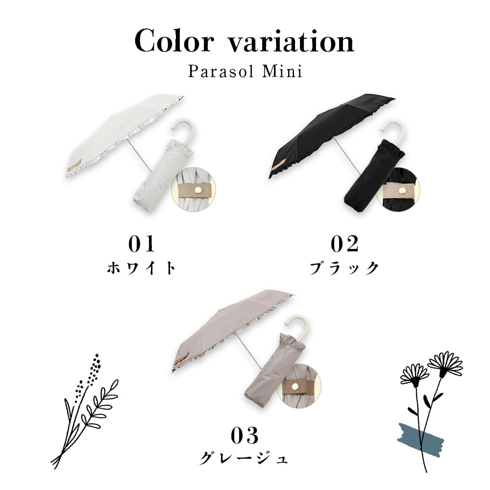 Ogawa Folding UV Suitable for Rain or Frilled Perfect Gift for or any other special LINEDROPS 57439 Women's Parasol, 99.9% Protection, White, Shine,