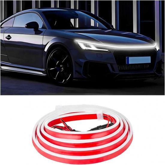 Car LED Hood Light Strip, 78" Waterproof Flexible DRL Daytime Running Sequential Turn Signal Light, Automotive Dynamic Scan Start-Up Effect