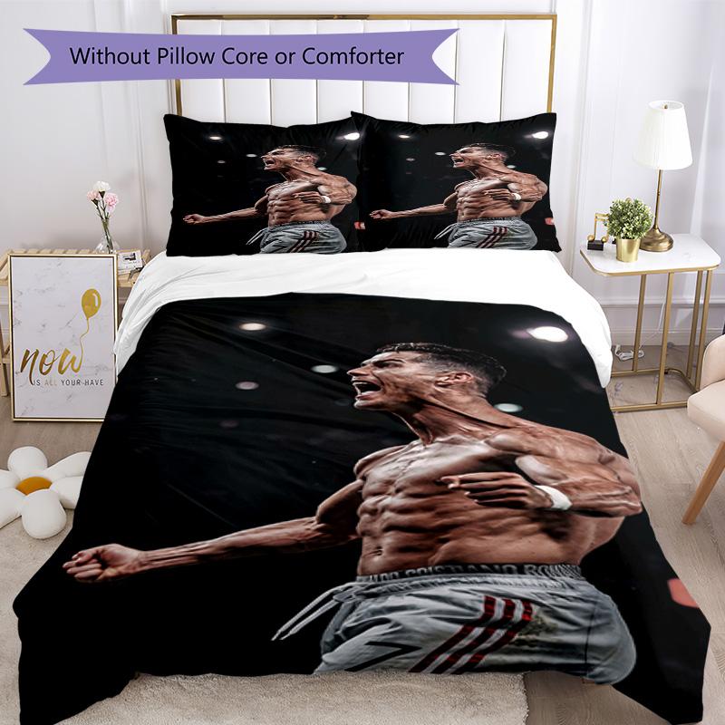 Ronaldo's Muscular Celebration Bedding Set, Breathable Duvet Cover with Pillowcases, Soft Bed Linen for Bedroom Home Decoration, Perfect Festival Birt