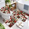 3Pcs Flannel Toilet Mat Set Christmas Bathroom Rug Bath Carpet Non Slip Home Decor