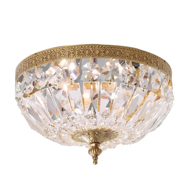Light Luxury Atmosphere Full Copper Crystal Ceiling Lamp Living Room Bedroom Dining Cloakroom Warm Lamp