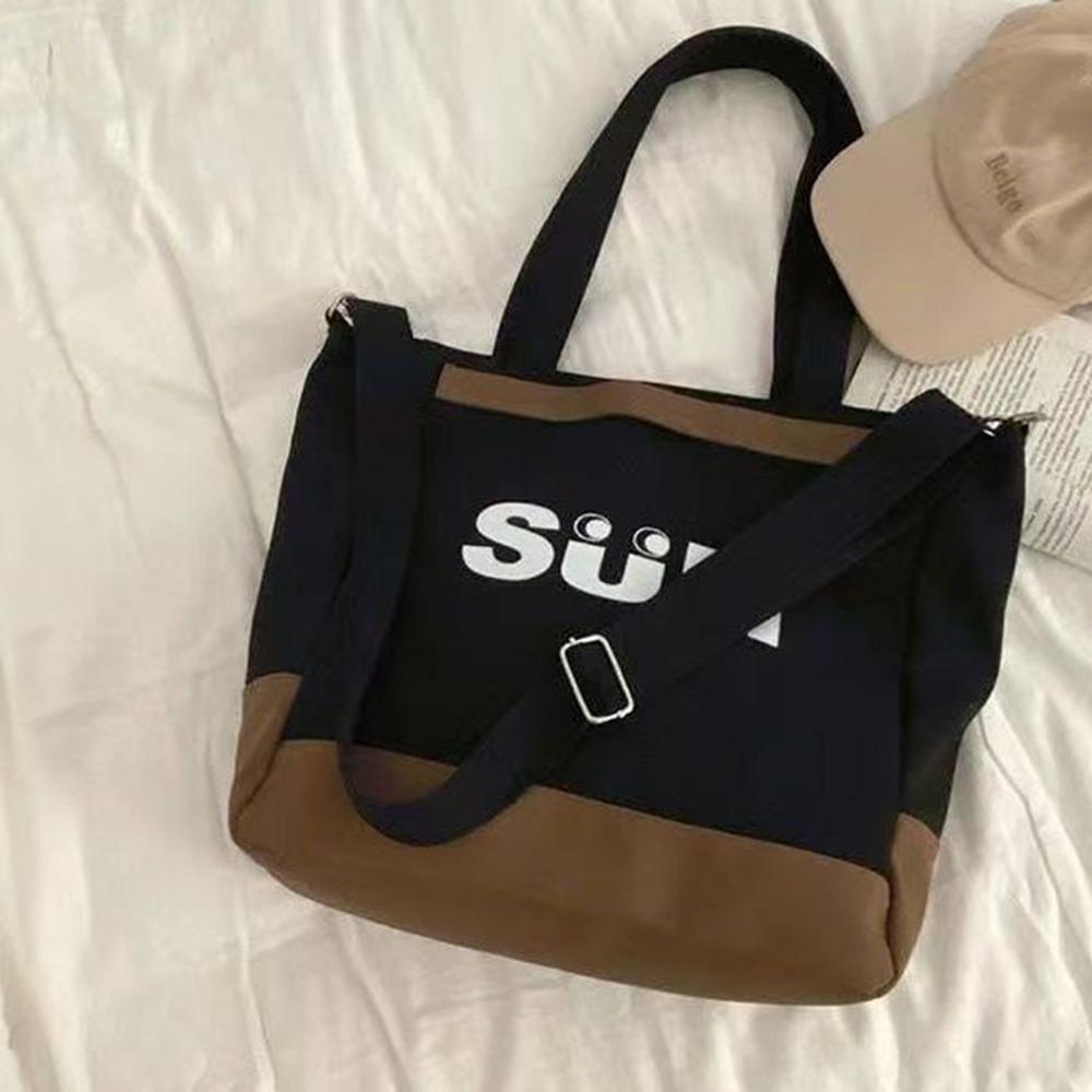

Street Style Simple Handbag Shoulder Bag Letter Tote Bag Solid Color Canvas Bag Streetwear чорний
