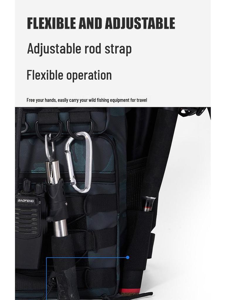 20L Wear-Resistant Oxford Fishing Rod Crossbody Bag