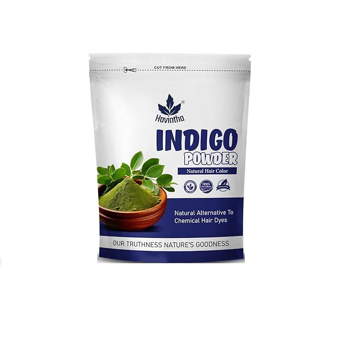 Havintha Indigo Pulver für Haare, Reine und Kräuter- und Natürliche Haarfarbe Schwarz/Braun | Haar- und Bartfarbe Indigofera Tinctoria Blattpulver - 200