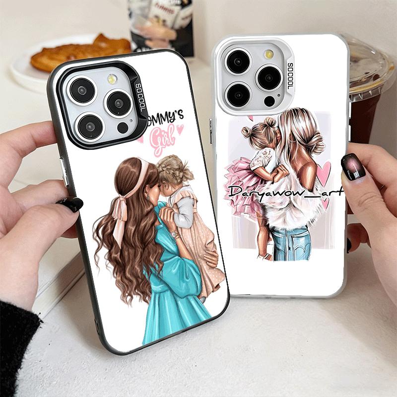 Mom Baby Girls Theme Soft Phone Case for iPhone 15 16 17 Pro Max 17Air 16E 14 Plus 13 12 Mini Shockproof Cover Back Shell