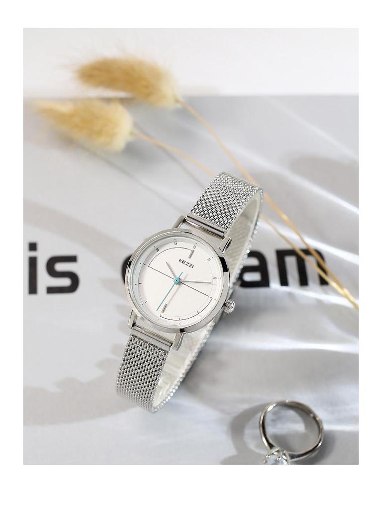 2023 Kezzi Minimalist French Niche Waterproof Couple Watches for Women, Mesh Band Pair
