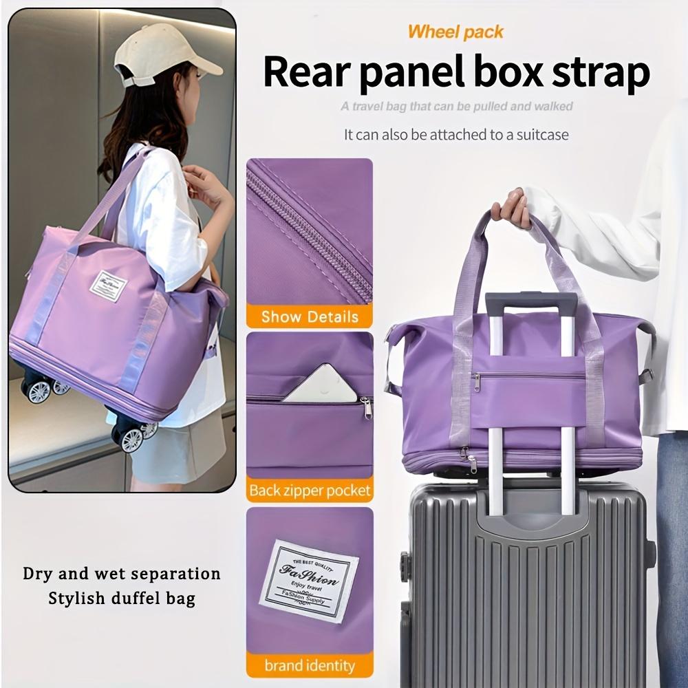 [Foldable Travel Bag] 3-Layer Extra-Large Foldable Travel Bag with Wheels | Nylon Luggage for Daily Commute & Moving